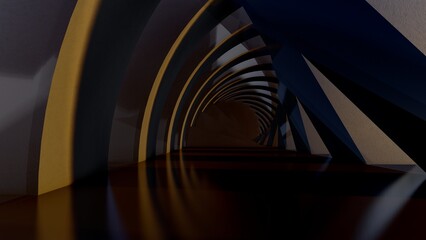 Naklejka premium Abstract architecture background black arched passway 3d render