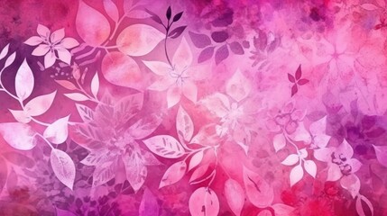 The background features an abstract watercolor floral pattern in pink and purple colors, with magenta shades. (Generative AI) - 601184604
