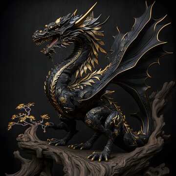 gorgeous very high detailed wooden dragon character, ai generated image 