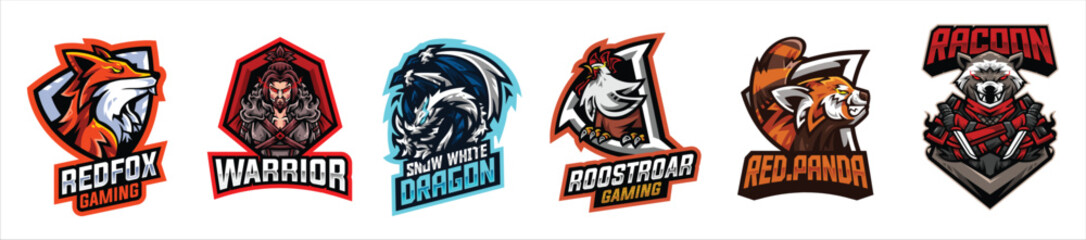 New Gaming Mascot logo illustration vector design set. Suitable for Company, Corporate, Esport, Gaming, Creative Industry, Multimedia, Entertainment, Education
