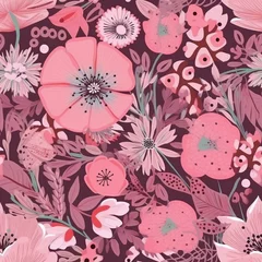 Fotobehang seamless backgrounds with pink floral radiance © Jaaza