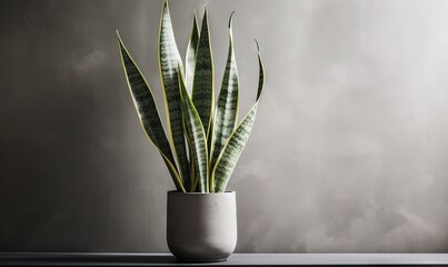  a large green plant in a white vase on a table.  generative ai