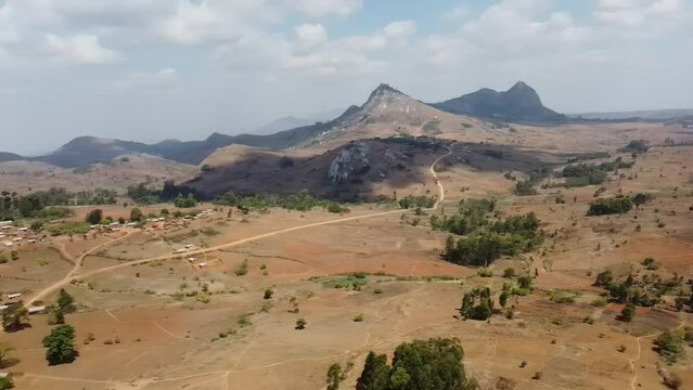 Aerial view of a small village in Malawi