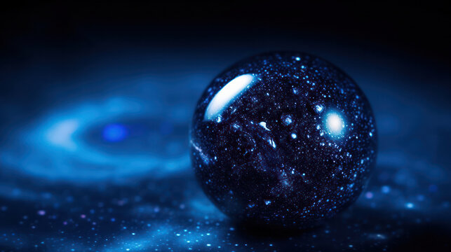 Big Galaxy in a small glass ball . generative AI