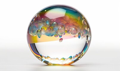 Obraz na płótnie Canvas a colorful glass ball with water droplets on it's surface. generative ai