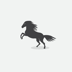 Horse standing flat vector logo design