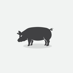 Hog standing flat vector logo design