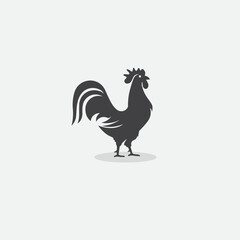 Rooster standing flat vector logo design