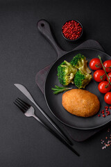 Delicious baked cutlet breaded with spices, salt and herbs