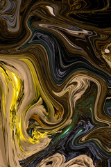 illustration, dark abstract background in brown, yellow and beige colors