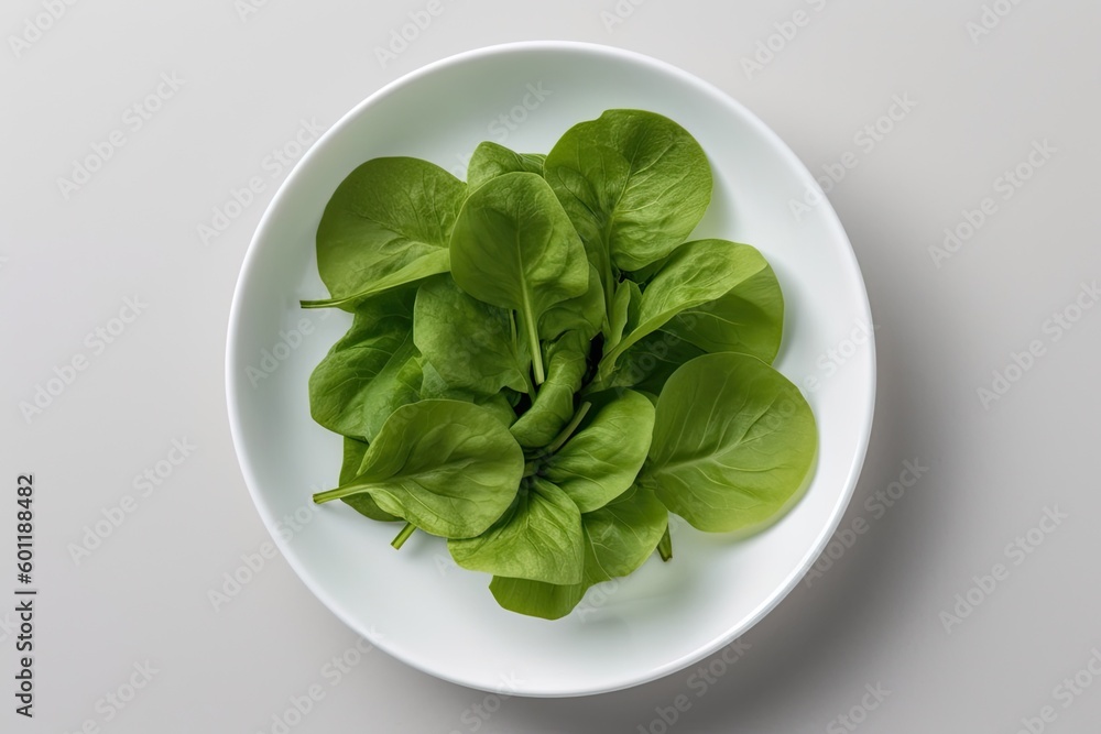 Poster simple and elegant table setting with a bowl of fresh greens as the centerpiece Generative AI