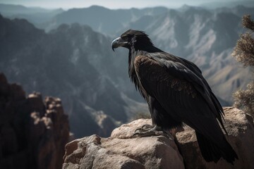 A condor atop a steep rock. Generative AI