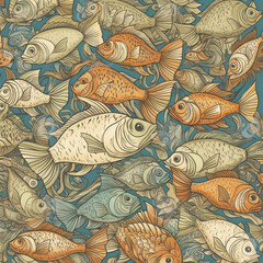 Fototapeta na wymiar school of fish seamless tiled patterns