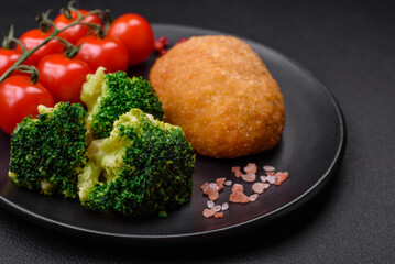 Delicious baked cutlet breaded with spices, salt and herbs