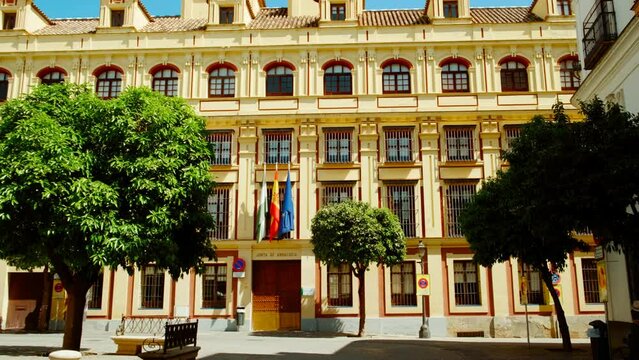 The Junta de Andalucia building, Seville, Andalusia, Spain, a government complex, headquarters of the regional administration with sleek architecture