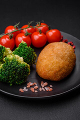 Delicious baked cutlet breaded with spices, salt and herbs