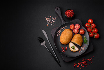 Delicious baked cutlet breaded with spices, salt and herbs