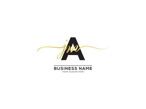Monogram Luxury AJM Letter Logo Image, Signature ajm jam Three Letter Logo Icon