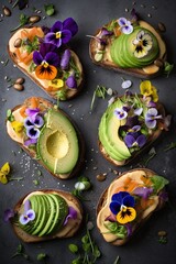 Sandwiches with edible flowers