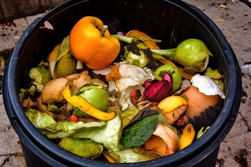 bin with organic waste