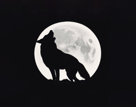 A silhouette of a wolf howling at the moon, with its distinct shape and iconic pose, captures the essence of this powerful animal and makes for a stunning piece of art