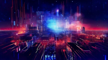 Fototapeta premium Abstract cyberpunk background with neon details. AI Generative Art.