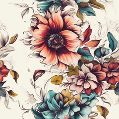 stunning flower tattoo design on white background