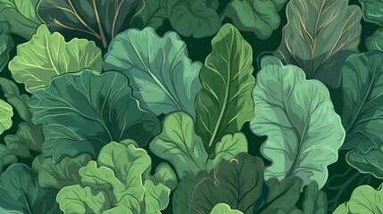 Fototapeta premium Leafy Greens Pattern, Generative AI