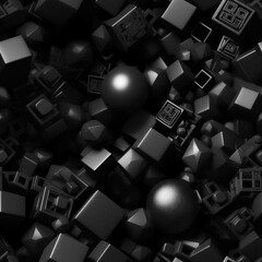 Dark black Geometric grid background 