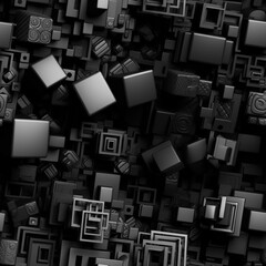 Dark black Geometric grid background created with Generative AI technology