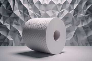 Clean white toilet paper pattern on soft background illustration symbolizing hygiene in restroom. Generative AI