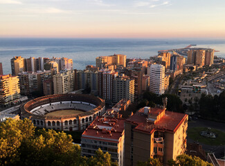 Malaga - sunset view, Spain - obrazy, fototapety, plakaty