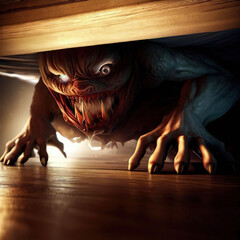 Monster under the bed. Bad dreams concept.