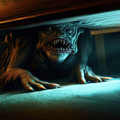 Monster under the bed. Bad dreams concept.