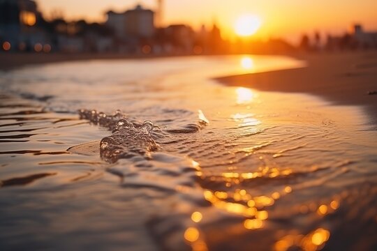 Sunset ocean water background, generative ai