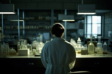 Fototapeta premium Scientist in a forensic lab making experiments. Ai generated
