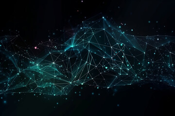 Obraz premium Polygonal digital background wallpaper with soft points and lines. Abstract internet technology communication network texture design. Ai generated