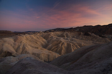 Zabriskie Point at sunset in Death Valley National Park, California