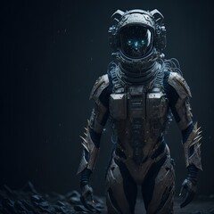 Fototapeta premium robot astronaut in a space suit cyborg soldier 