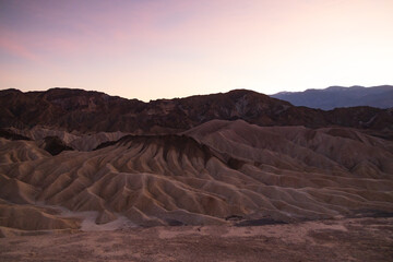 Zabriskie Point at sunset in Death Valley National Park, California