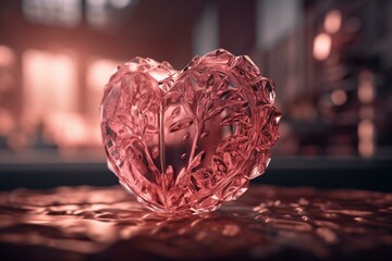 Unconditional affection symbolized by a complete pink heart. Generative AI