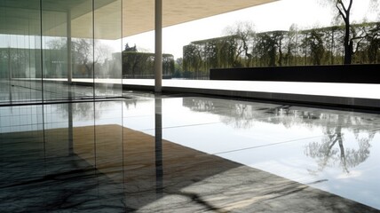 Delightful reflected view in the back garden. Generative AI Technology 