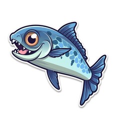 Obraz premium Cartoon sticker of Barracuda over white background. Generative AI illustration