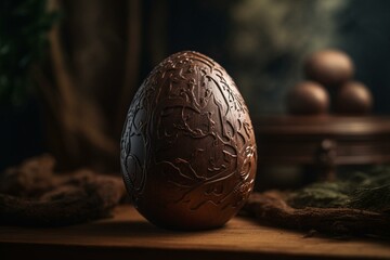 Obraz na płótnie Canvas Chocolate Easter egg. Generative AI
