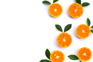 Orange fruits on white background. Citrus fruits low in calories, high in vitamin C and fiber
