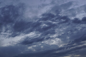 Overcast sky with grey clouds in the evening