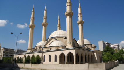 Fototapeta na wymiar Beautiful Landscape mosque, Islamic background Mosque, AI Generative