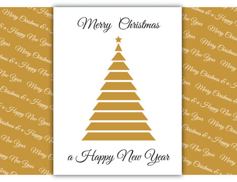 Merry Christmas & a Happy New Year - Gold Background - White center