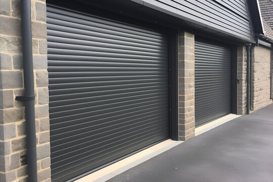 Roller Black Garage Doors: AI Generated Image