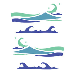 波のシンプルなラインアート/シンボル